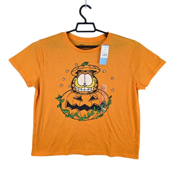 Womens Garfield Halloween Graphic T Shirt Short Sleeve Orange Pumpkin Size XXL - Picture 1 of 7